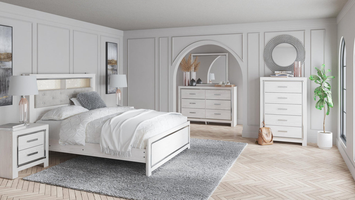Cama con estantería y tocador con espejo Altyra Queen