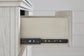 Cama Robbinsdale King tipo trineo con almacenamiento y tocador con espejo