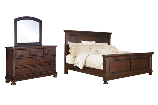 Cama Porter California King con cabecero y tocador con espejo