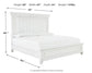 Cama Kanwyn Queen con cabecero, tocador con espejo, cómoda y mesita de noche
