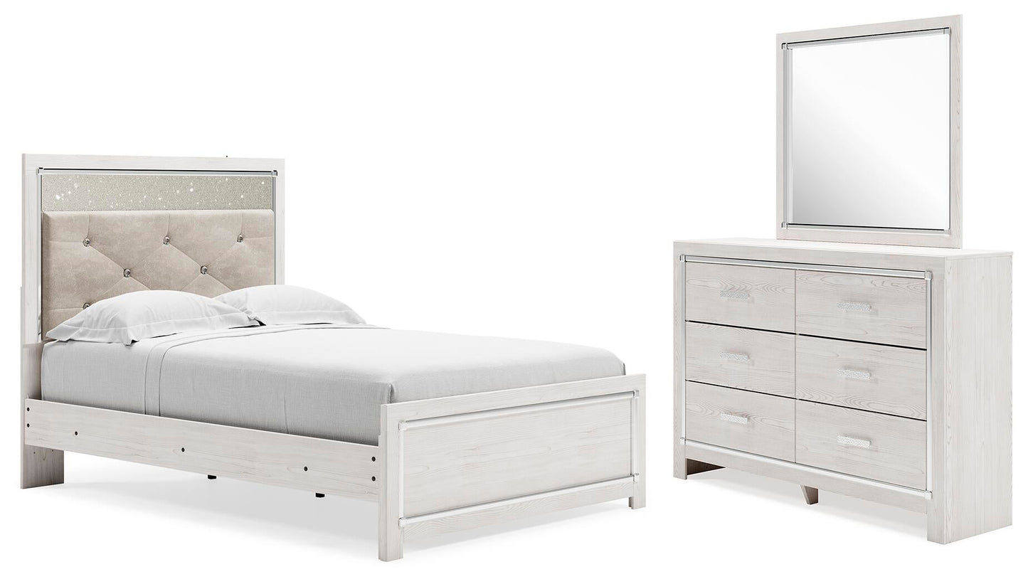 Cama Altyra de dos camas con cabecero y tocador con espejo