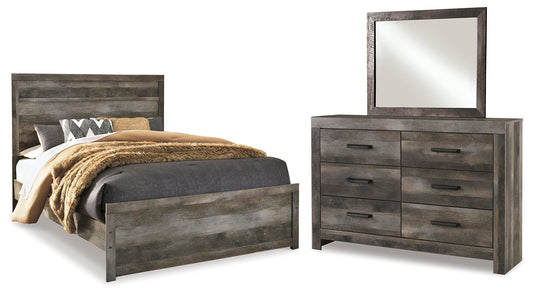 Cama Wynnlow Queen con cabecero y tocador con espejo