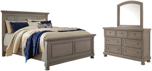 Cama Lettner Queen con cabecero y tocador con espejo