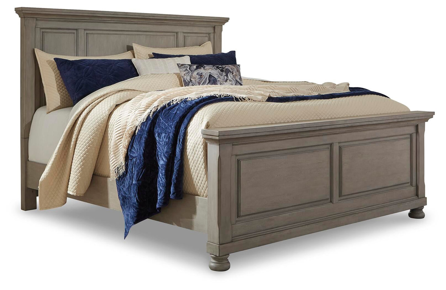 Cama Lettner King con cabecero y tocador con espejo