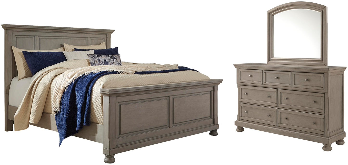 Cama Lettner King con cabecero y tocador con espejo