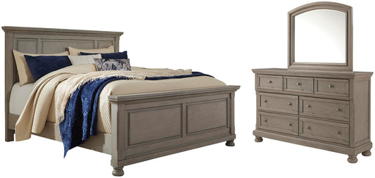 Cama Lettner King con cabecero y tocador con espejo