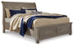 Cama Lettner California King tipo trineo con tocador con espejo, cómoda y mesita de noche