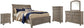 Cama Lettner California King tipo trineo con tocador con espejo, cómoda y mesita de noche