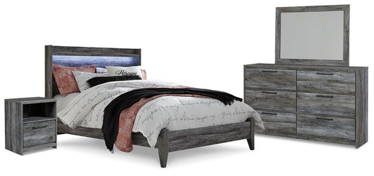 Cama Baystorm tamaño Queen con cabecero, tocador con espejo y mesita de noche