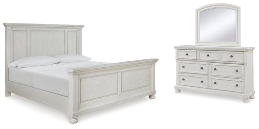 Cama Robbinsdale Queen con cabecero y tocador con espejo