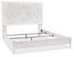 Cama Paxberry tamaño king con cabecero y tocador con espejo