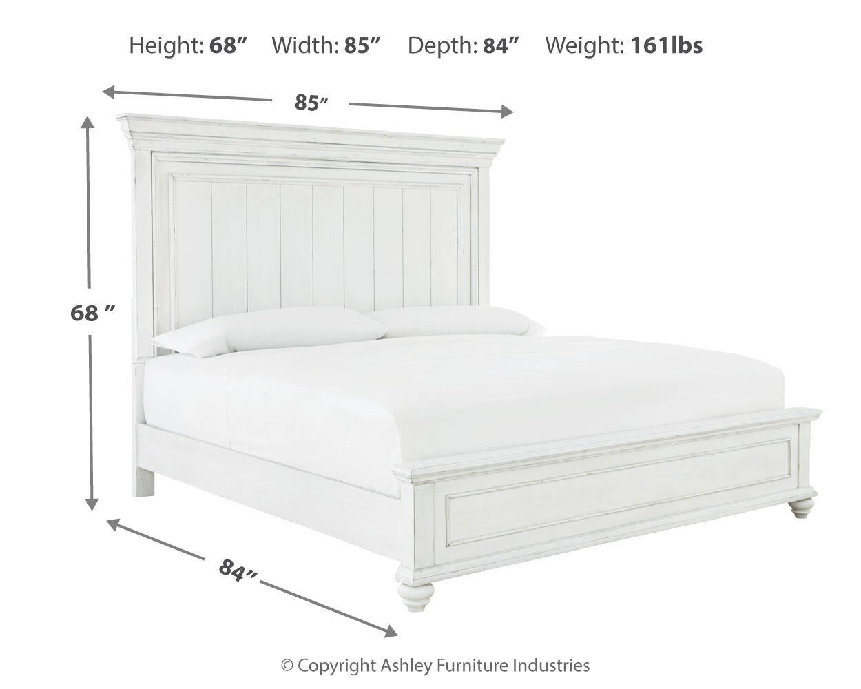 Cama Kanwyn King con cabecero y tocador con espejo