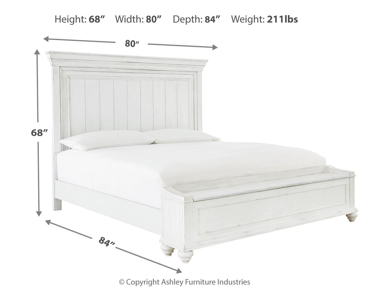 Cama Kanwyn King con cabecero y almacenaje, y tocador con espejo