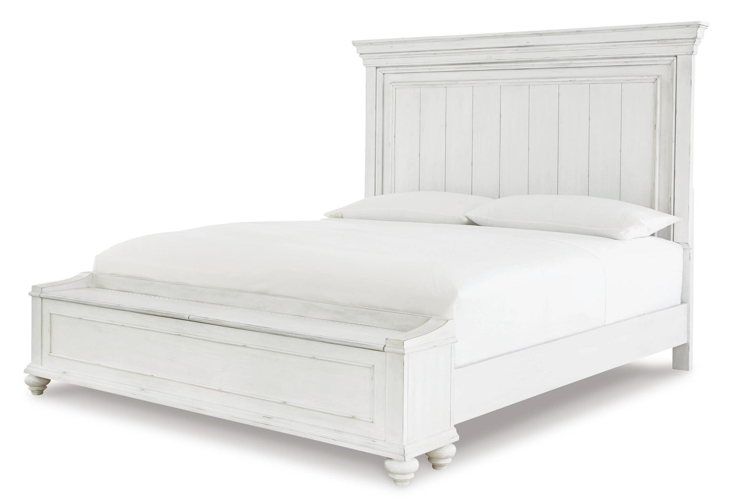 Cama Kanwyn King con cabecero y almacenaje, y tocador con espejo