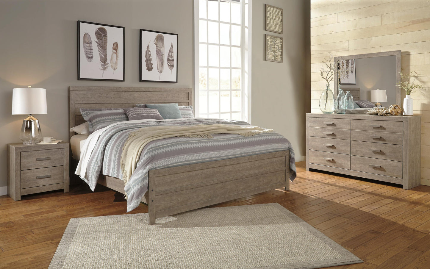 Cama Culverbach King con cabecero y tocador con espejo