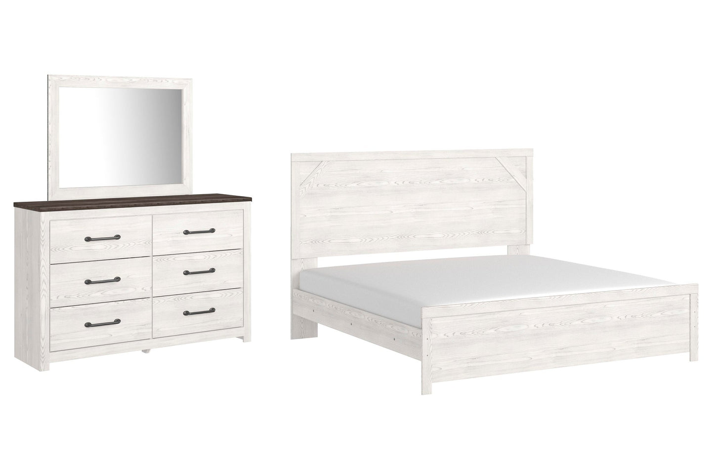 Cama Gerridan King con cabecero y tocador con espejo