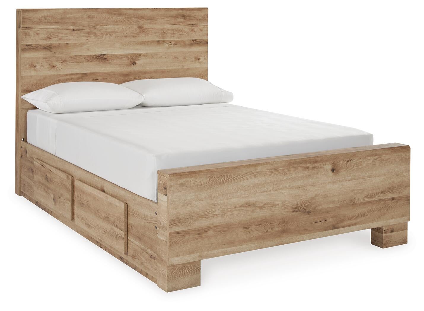 Cama Hyanna de tamaño completo con almacenamiento, tocador con espejo, cómoda y mesita de noche.