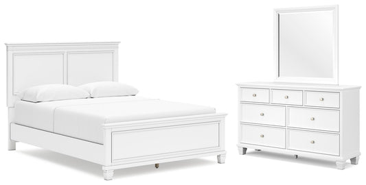 Cama Fortman Queen con cabecero y tocador con espejo