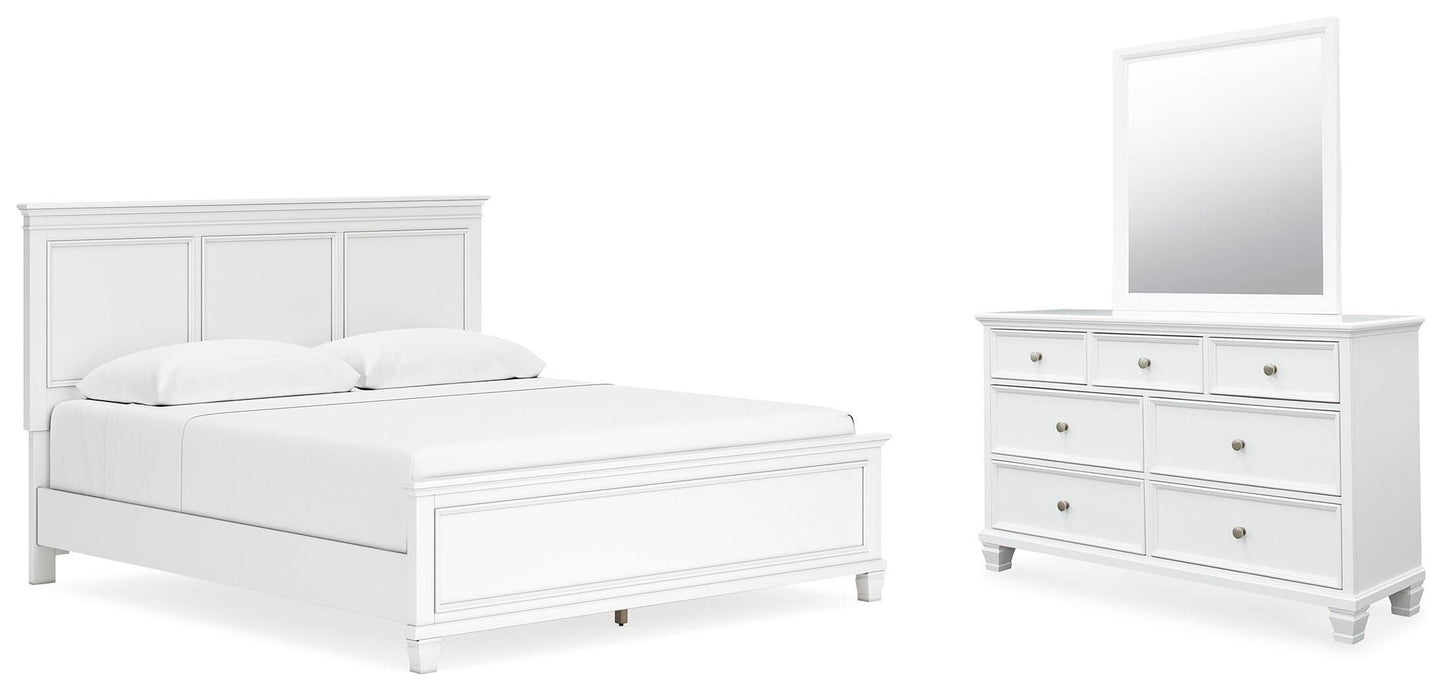 Cama Fortman King con cabecero y tocador con espejo