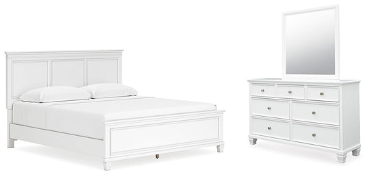 Cama Fortman King con cabecero y tocador con espejo