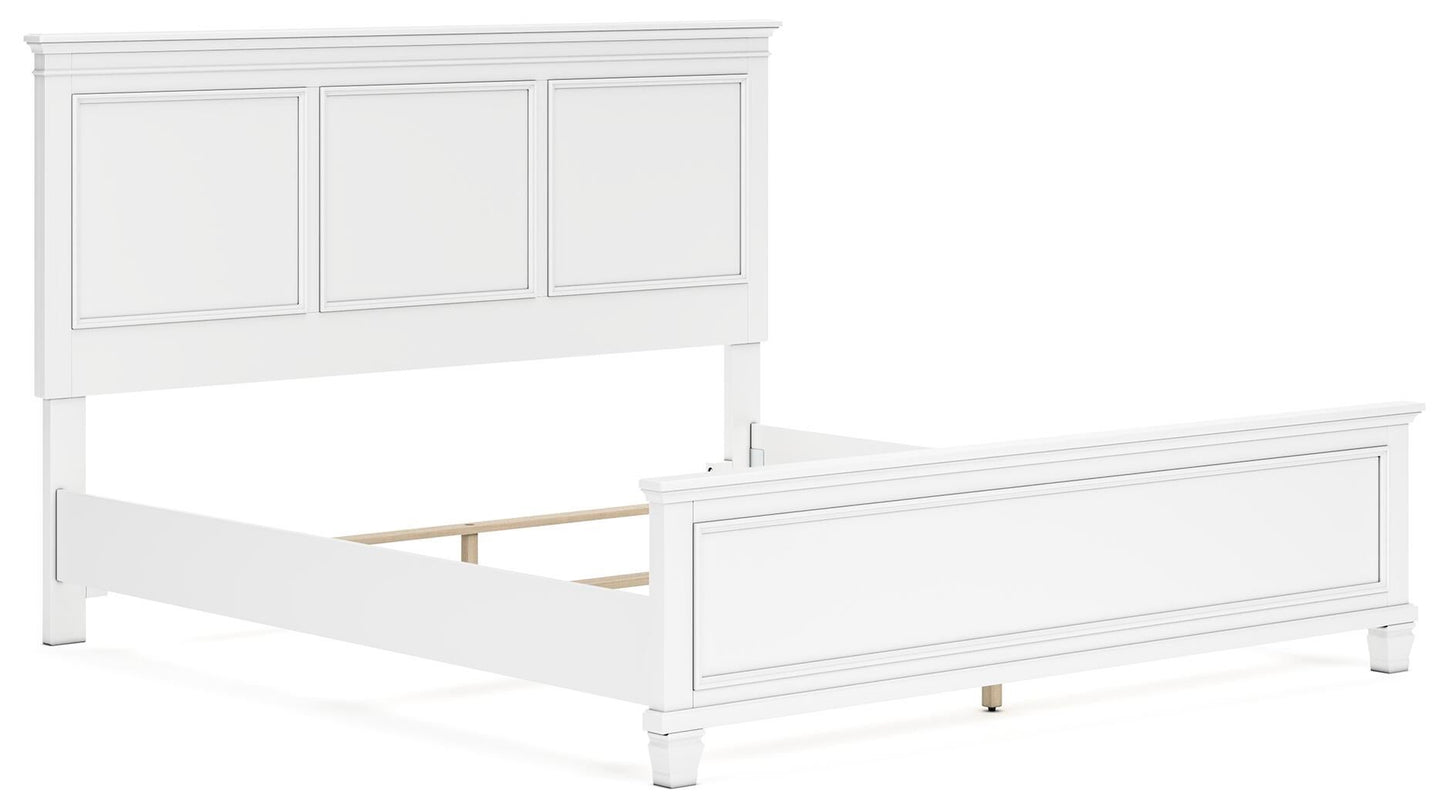 Cama Fortman King con cabecero y tocador con espejo