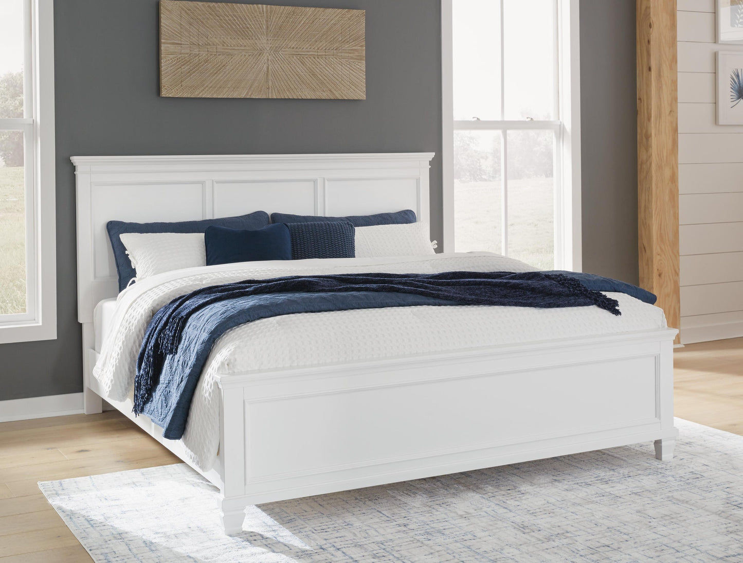 Cama Fortman King con cabecero y tocador con espejo