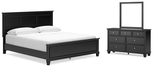 Cama Lanolee California King con cabecero y tocador con espejo