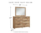 Cama Hyanna Queen con cabecero y almacenamiento, y tocador con espejo