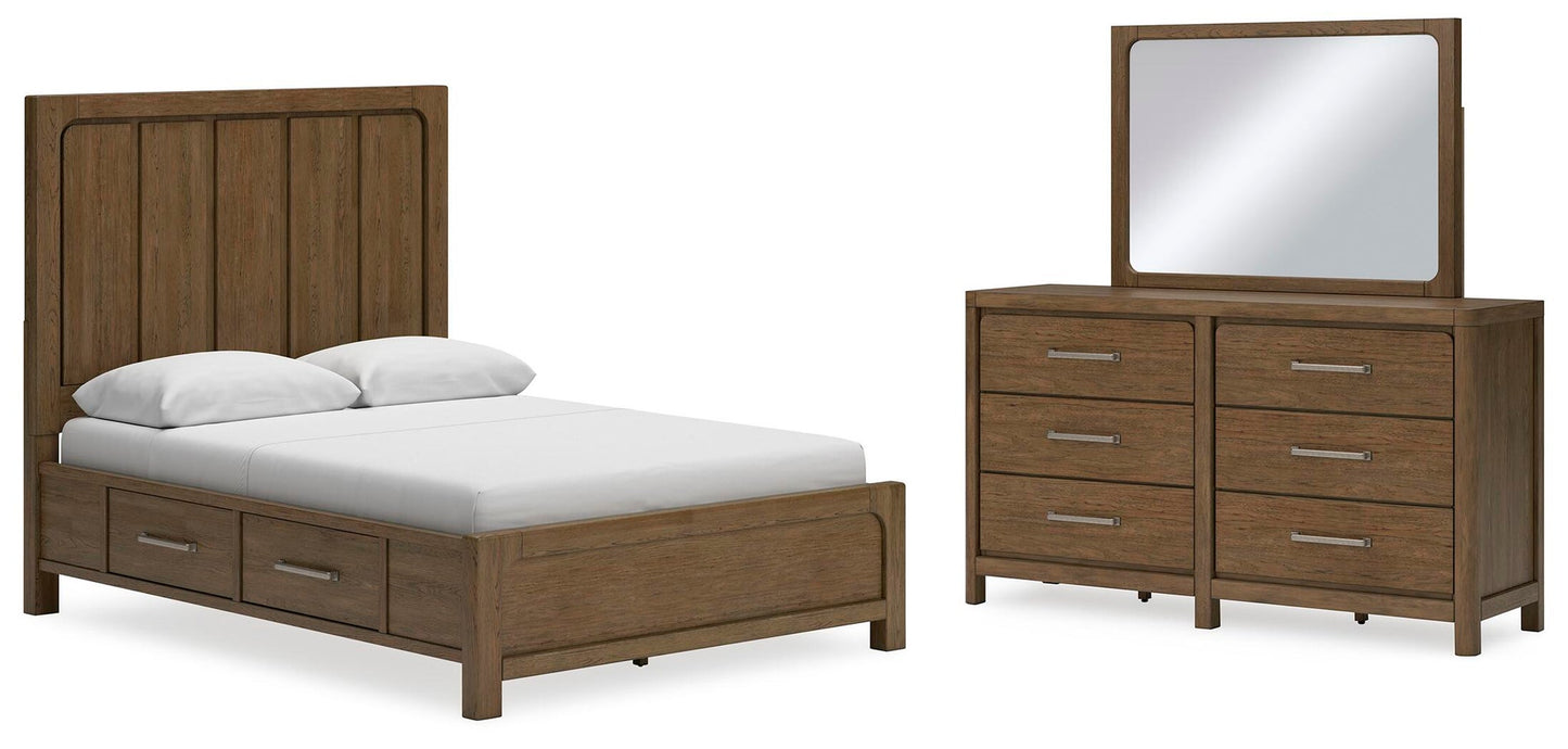 Cama Caballín Queen Caballín con Almacenamiento y Tocador con Espejo