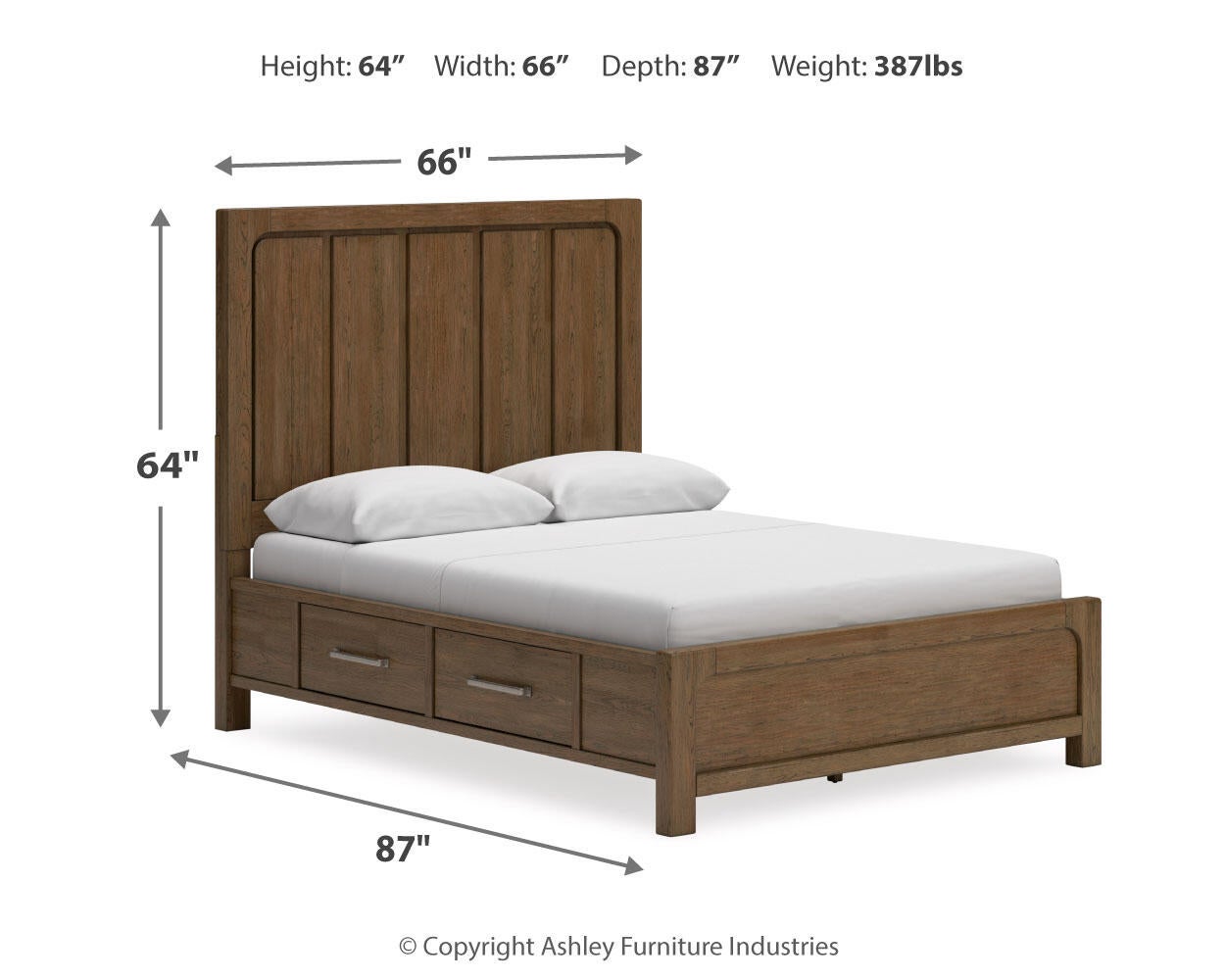 Cama Caballín Queen Caballín con Almacenamiento y Tocador con Espejo