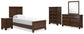 Cama doble Danabrin con tocador con espejo, cómoda y mesita de noche