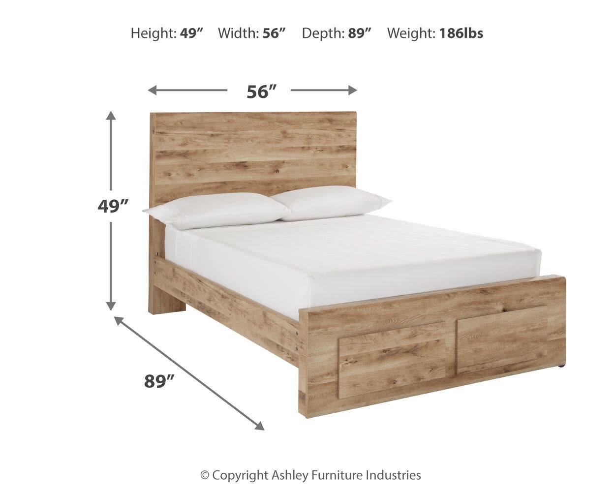 Cama Hyanna de panel completo con almacenamiento y tocador con espejo