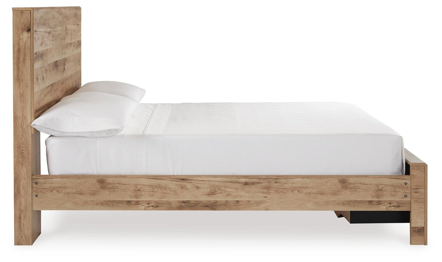 Cama Hyanna de panel completo con almacenamiento y tocador con espejo