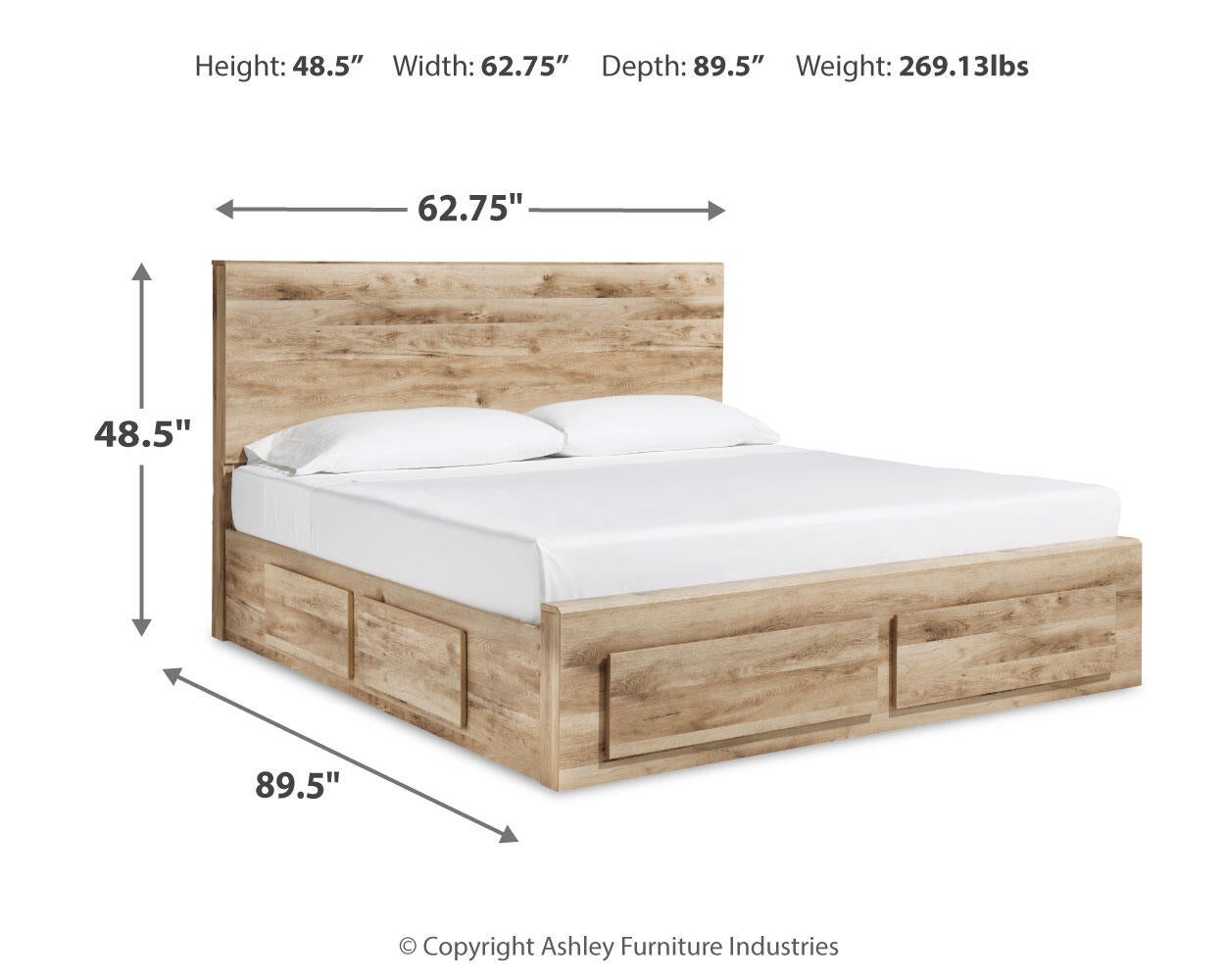 Cama Hyanna Queen con almacenamiento y tocador con espejo