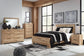 Cama Hyanna Queen con cabecero, tocador con espejo, cómoda y mesita de noche