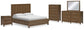 Cama Caballynn tamaño King con cabecero y almacenaje, tocador con espejo, cómoda y mesita de noche.