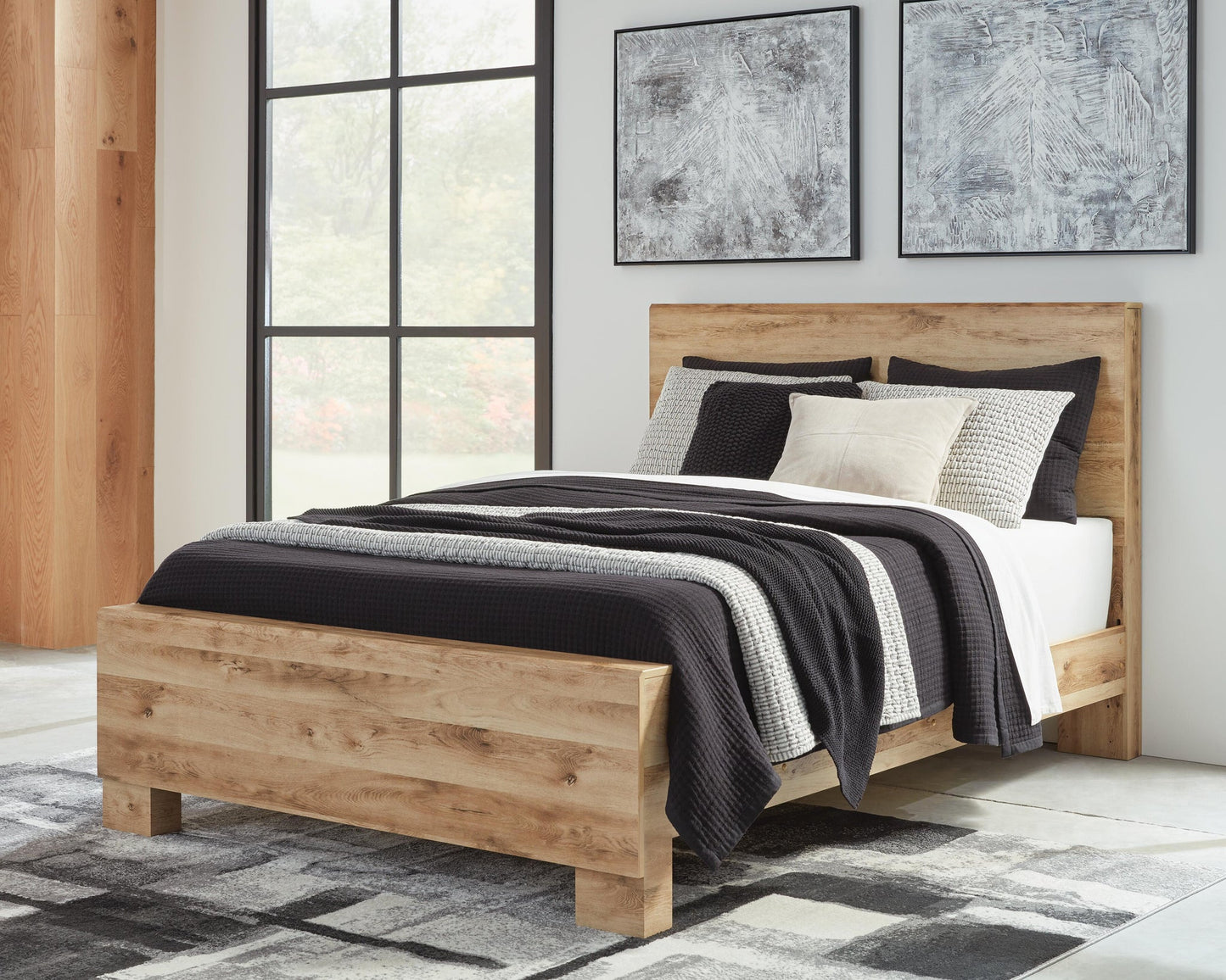 Cama Hyanna Queen con cabecero y tocador con espejo