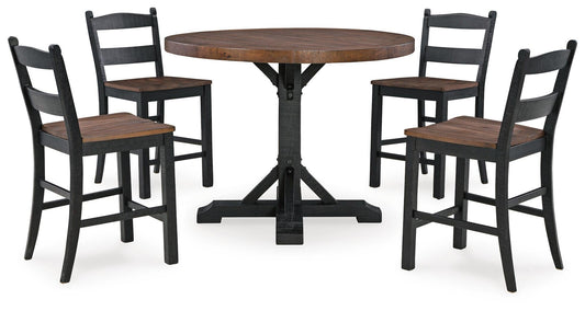Mesa de comedor alta Valebeck y 4 taburetes de bar