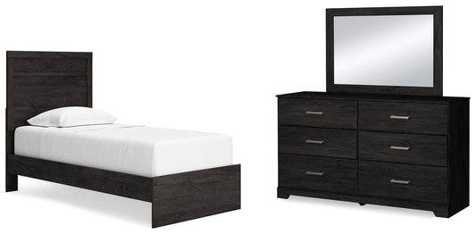 Cama doble con cabecero y tocador con espejo Belachime