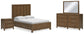 Cama Caballynn tamaño Queen con cabecero, almacenamiento, tocador con espejo y mesita de noche.