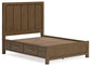 Cama Caballynn tamaño Queen con cabecero, almacenamiento, tocador con espejo y mesita de noche.