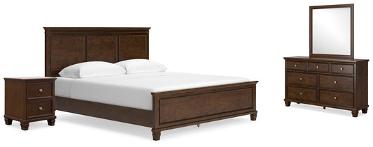 Cama Danabrin California King con cabecero, tocador con espejo y mesita de noche