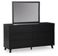 Cama Danziar tamaño king con cabecero, tocador con espejo, cómoda y mesita de noche