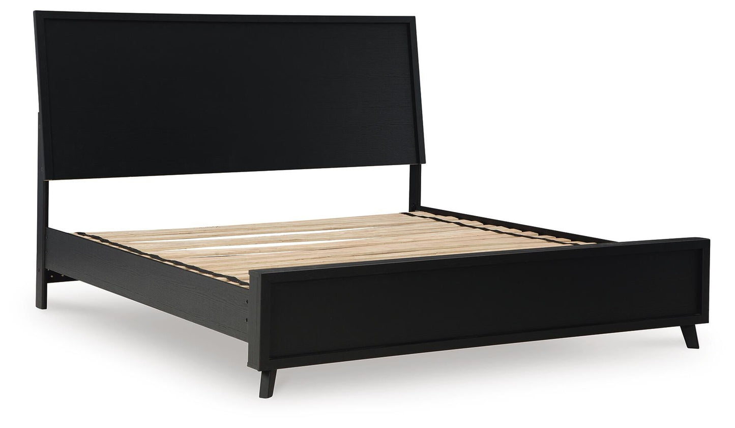 Cama Danziar tamaño king con cabecero, tocador con espejo, cómoda y mesita de noche