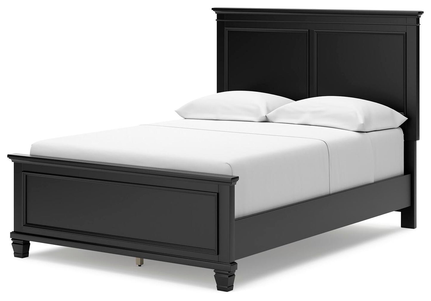 Cama Lanolee de tamaño completo con tocador con espejo, cómoda y mesita de noche