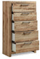 Cabecero doble Hyanna con tocador, cómoda y mesita de noche con espejo