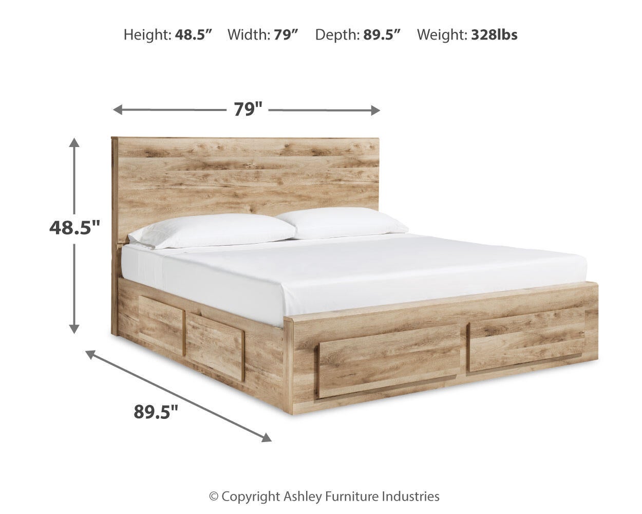 Cama Hyanna King con almacenamiento y tocador con espejo