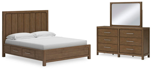 Cama Cabalynn California King con cabecero y almacenamiento y tocador con espejo