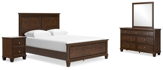 Cama Danabrin tamaño Queen con cabecero, tocador con espejo y mesita de noche