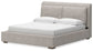 Cama tapizada Cabalynn tamaño California King con tocador y mesita de noche con espejo